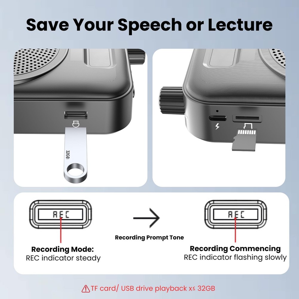 Voice Amplifier Wireless Microphone with Bluetooth Lavalier, Portable Microph...