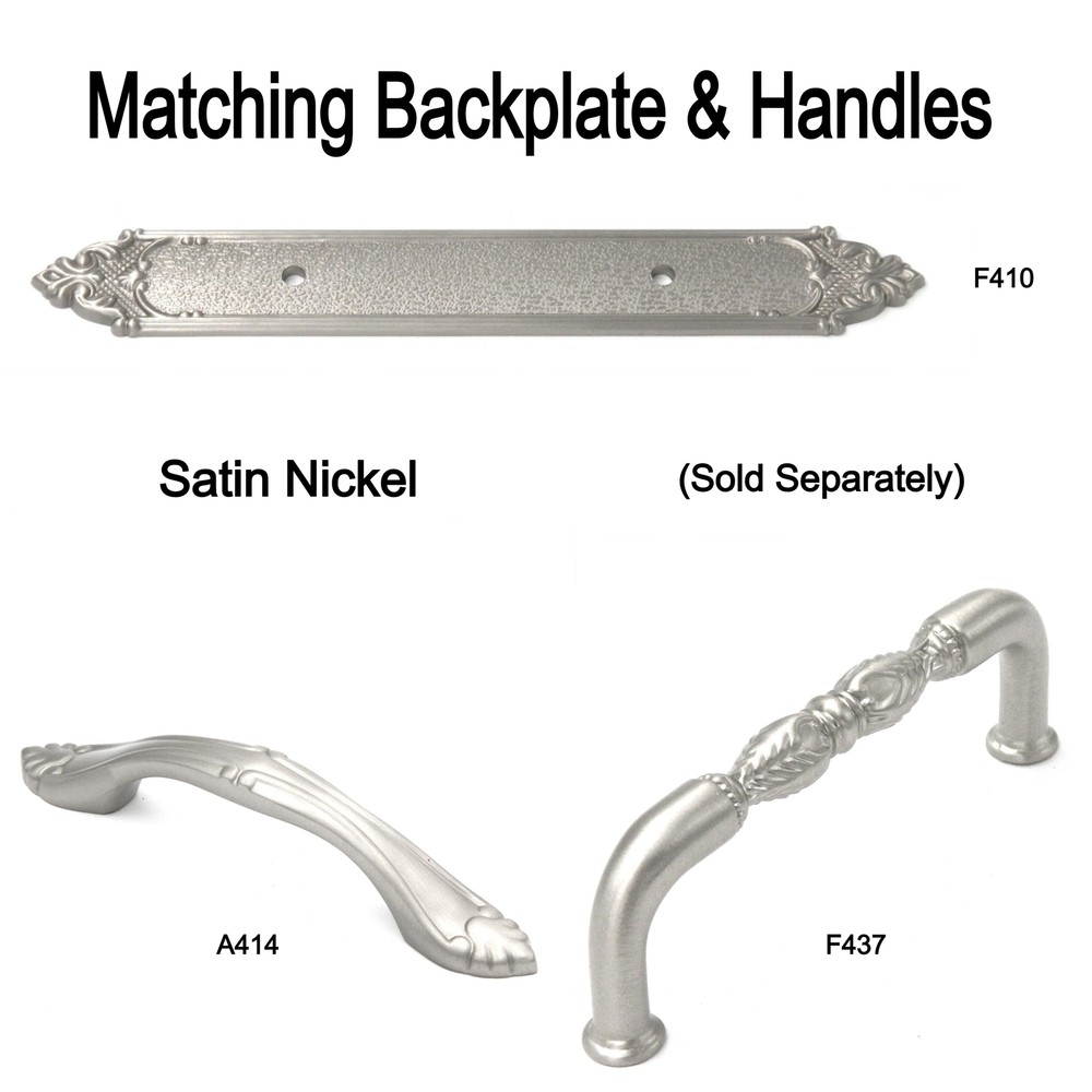 Satin Nickel Solid Brass 3"cc Cabinet Handle Pull Backplate F410 from Belwith