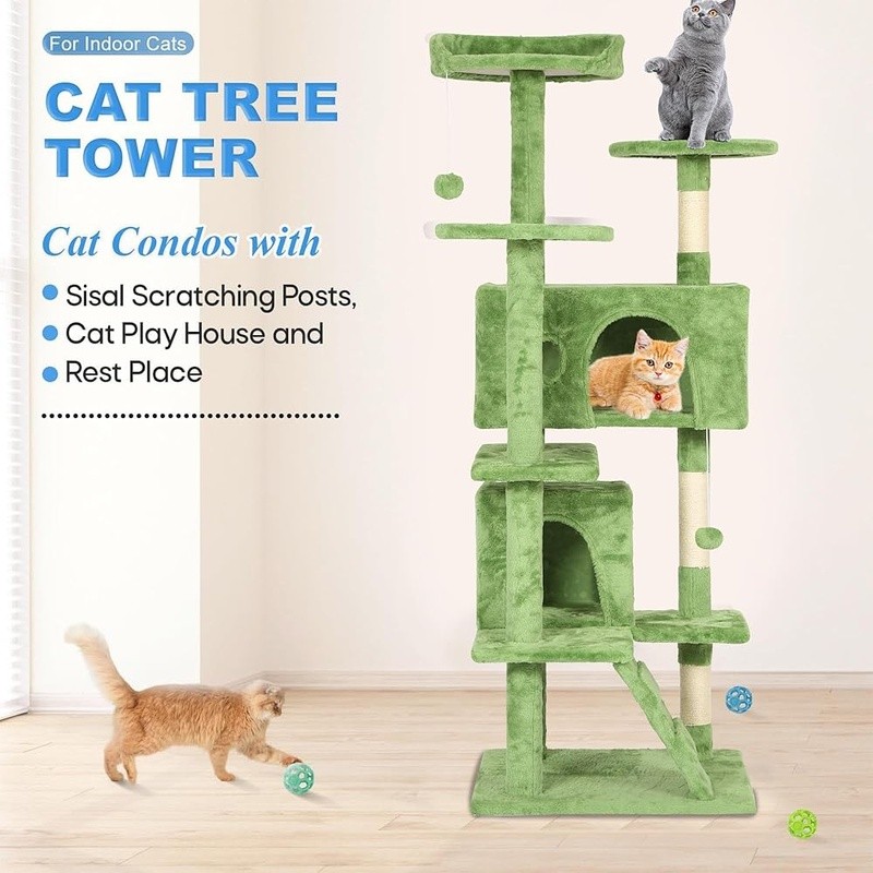 Multi-Level Cat Tree W/ Scratching Posts Cozy Beds Interactive Toys Indoor Fun