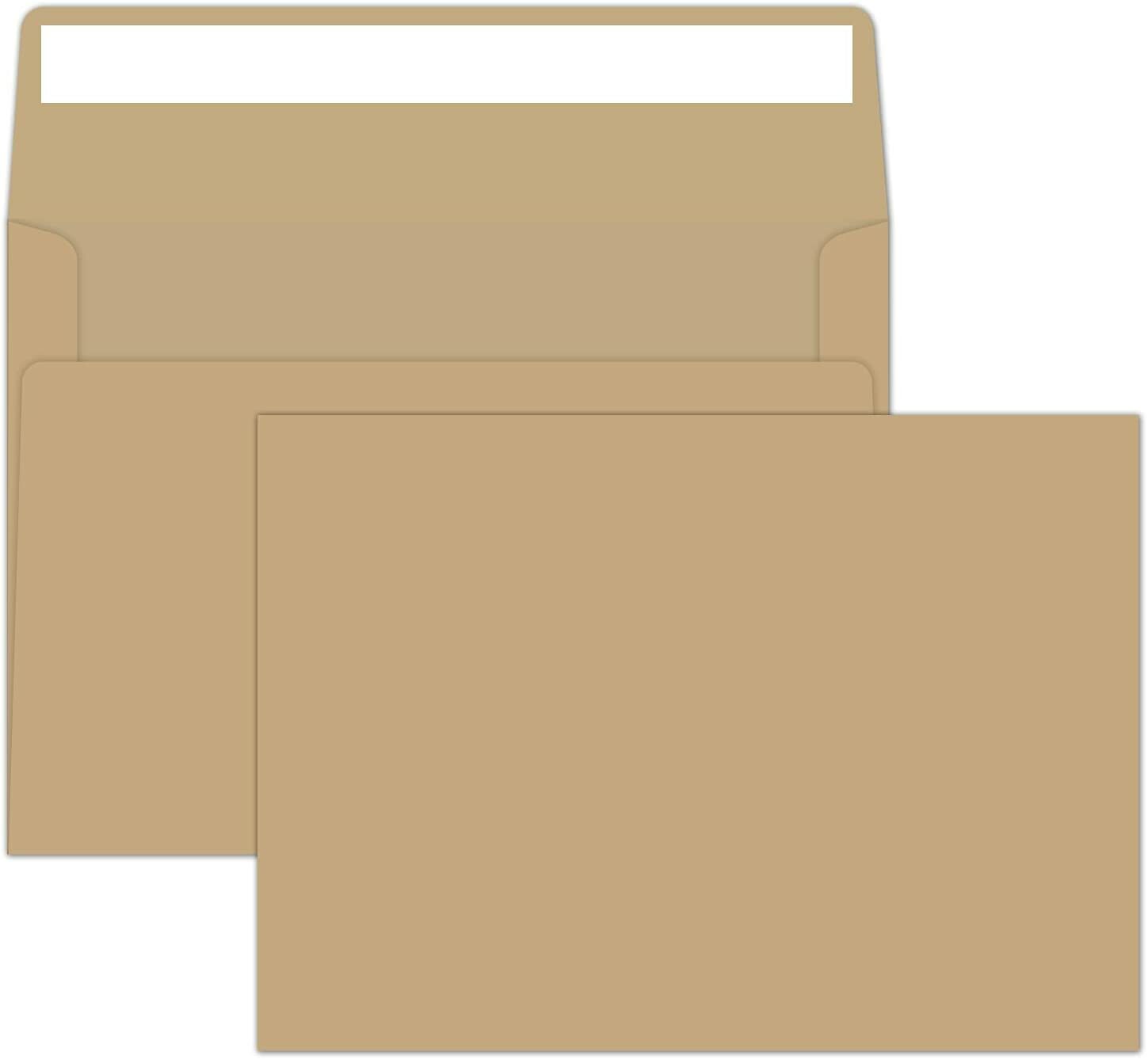 Brown Kraft Envelopes 5x7 A7 5.25x7.25 Self Seal Invitation Envelope 50PK 115g