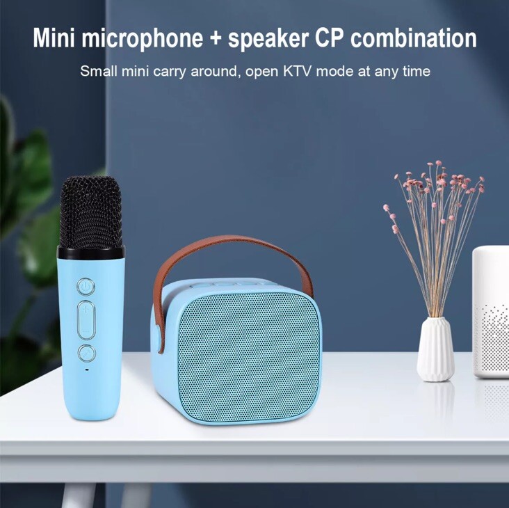 Mini Karaoke Machine With Wireless Microphone Portable BT Speaker For Kids