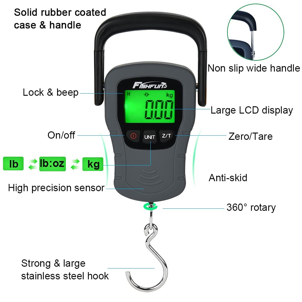 Fishfun Digital Fish Scale, Electronic Hanging Weight Scale with Large...
