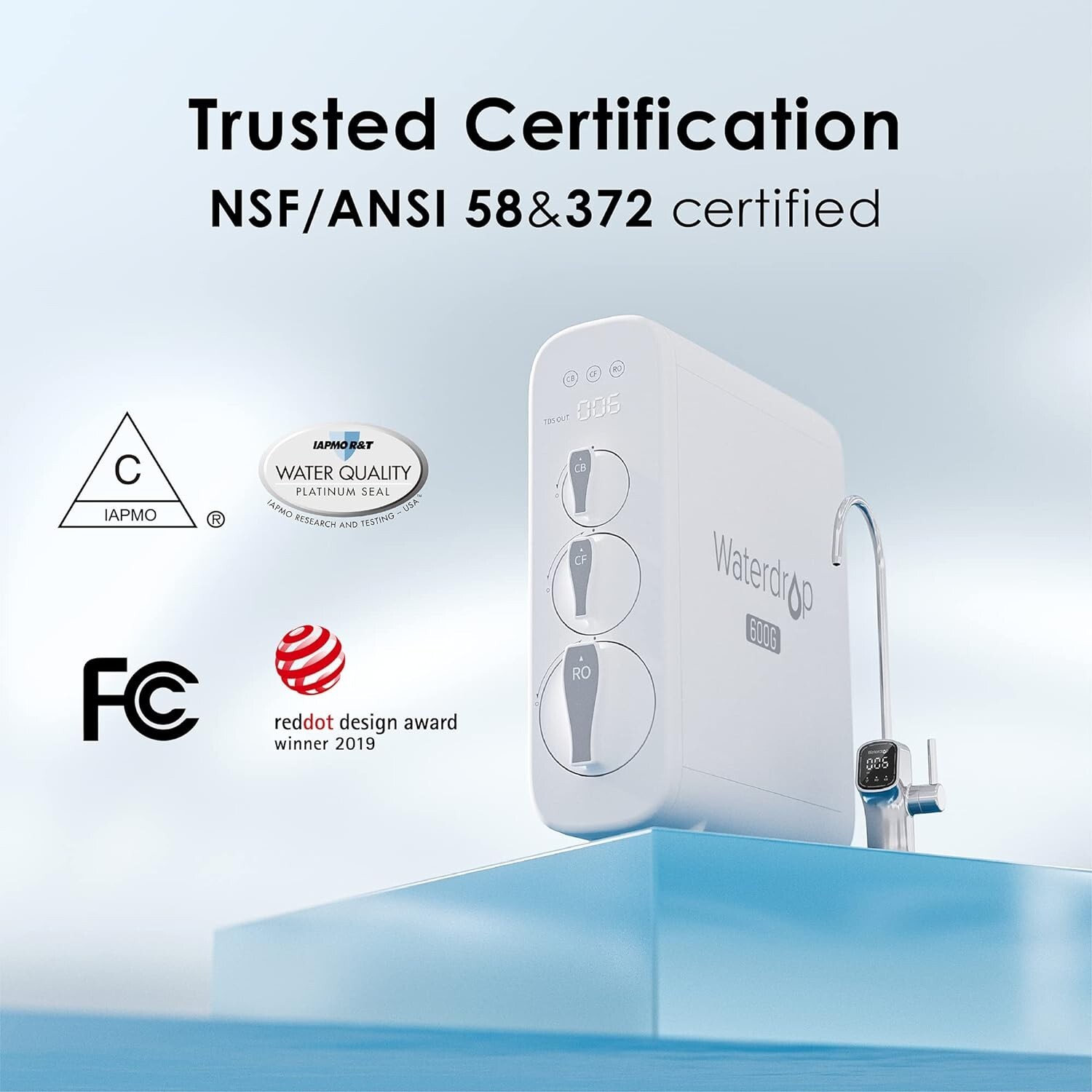 Waterdrop G3P600 Reverse Osmosis System,Tankless,600 GPD -Certified Refurbished