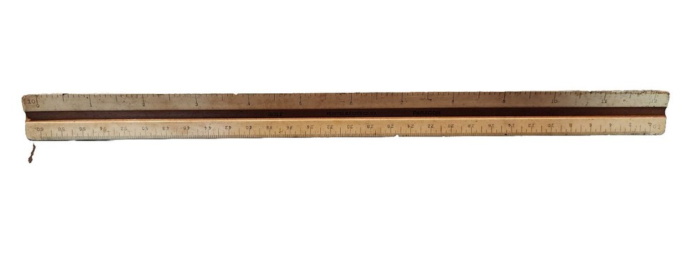 Vintage Keuffel & Esser Paragon 1631P Triangular Scale Drafting Ruler