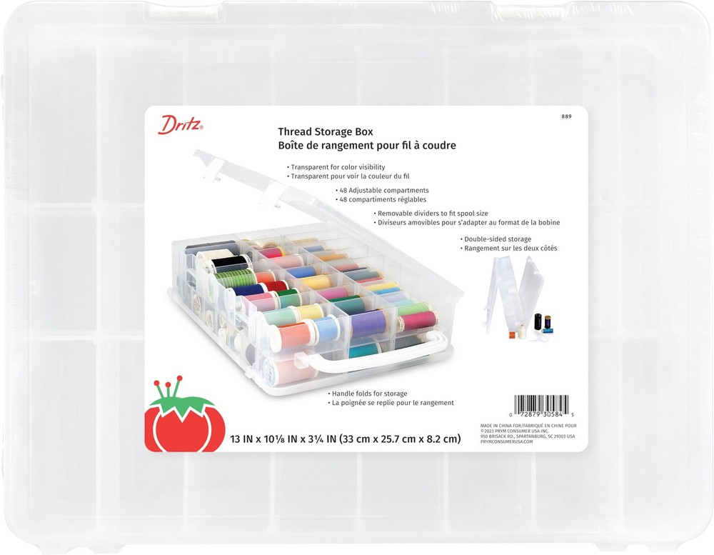 Dritz Thread Storage Box Organizer - 13"X10.125"X3.25", Transparent