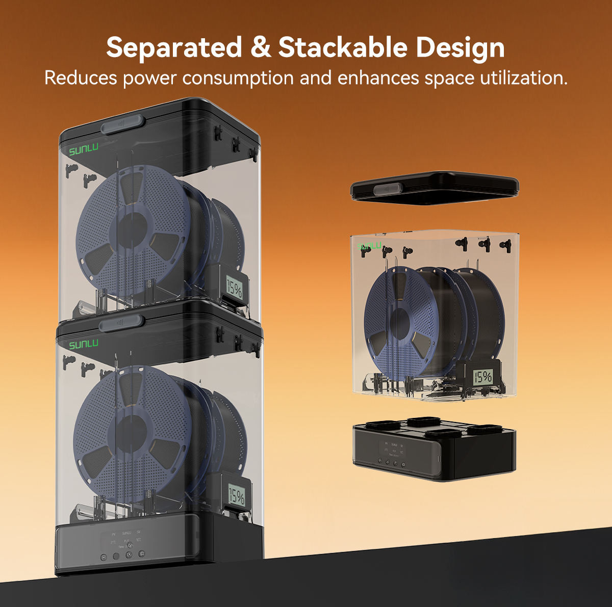 SUNLU FilaDryer SP2 Separation Design，Fast Heating，Strong Safety，Black