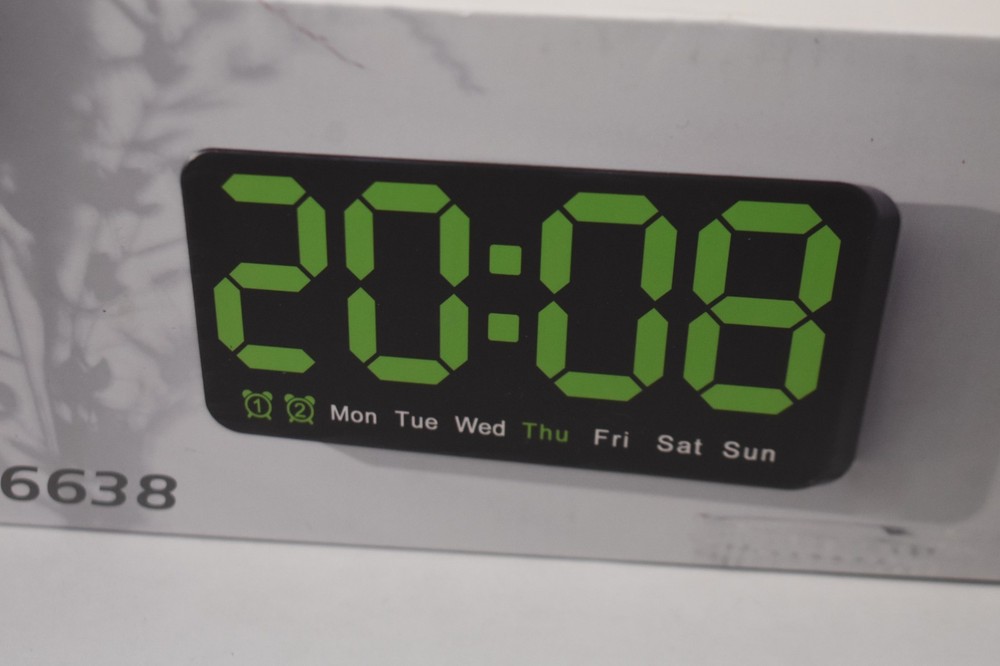 Multi-Function Large Digital Alarm Clock w Temperature Day Calendar Display