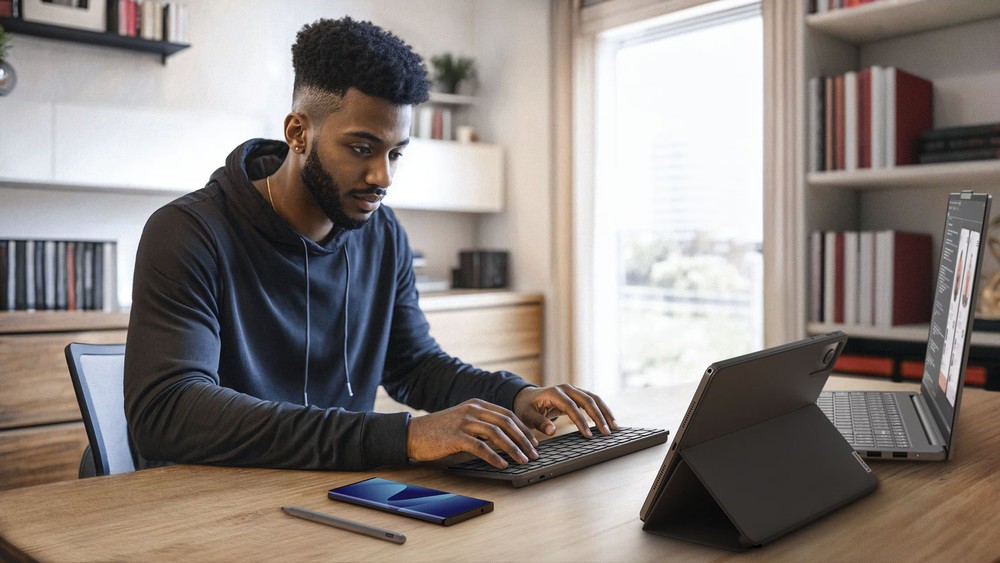 Lenovo - Multi-Device Wireless Keyboard - Luna Gray