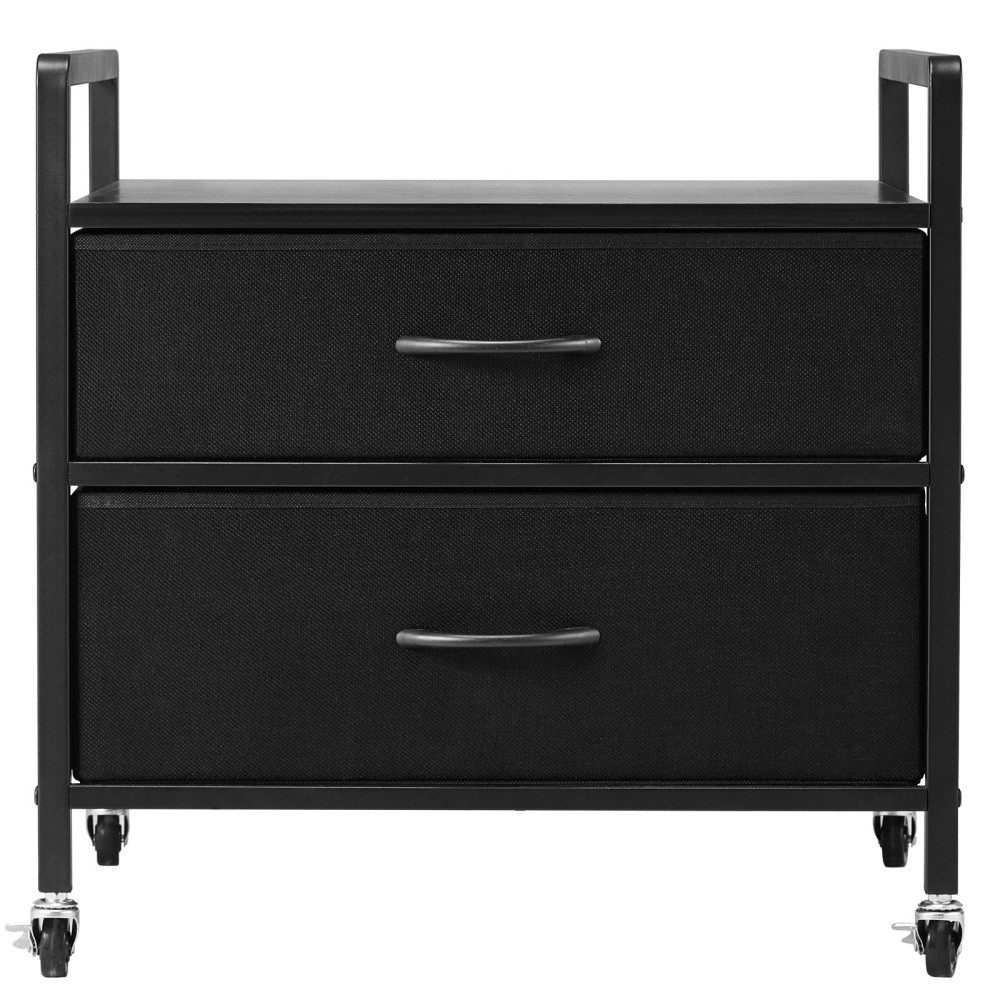 Rolling Mini Fridge Stand, 2 Drawers, Lockable Wheels