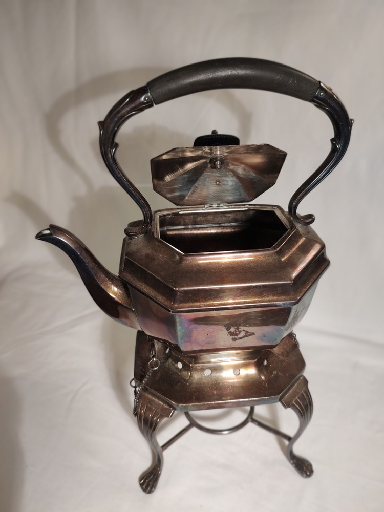 Antique Sheffield England Silverplate Tilting Kettle E.P.N.S. with stand