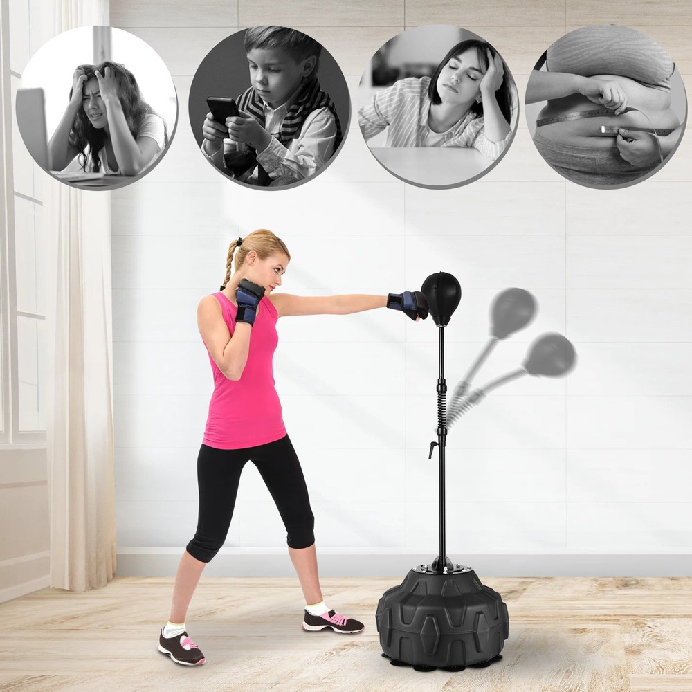 Punching Bag Freestanding Reflex Speed Boxing Bag Training Adjustable--