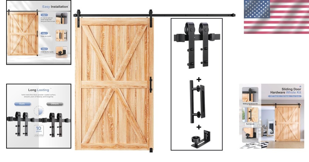 Rustic 10 Ft Barn Door Hardware Kit