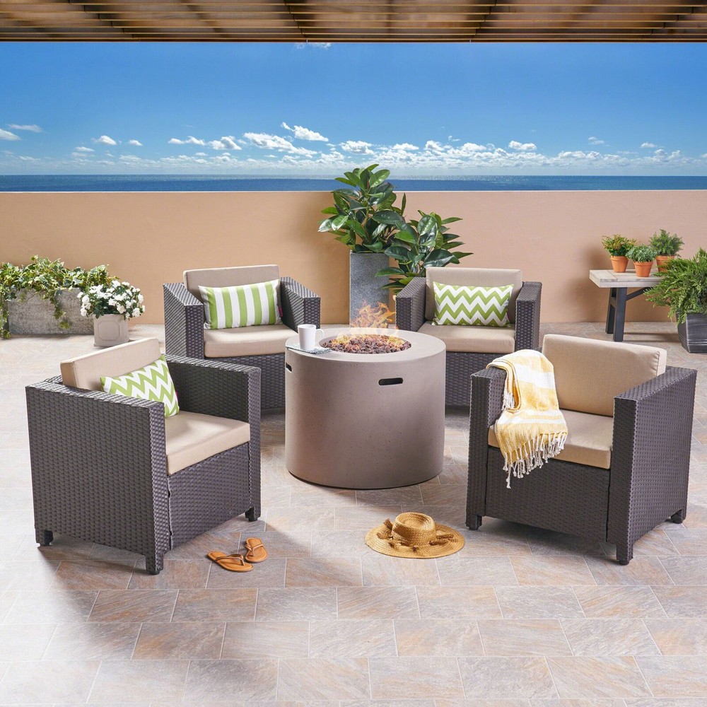 Venice 4-Seater Outdoor Fire Pit Chat Set