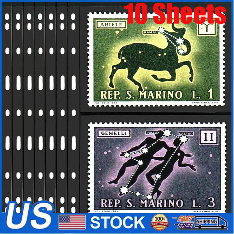 10 Sheets Stamp Pages Collector Collecting Stamp Album Binder Standard 2 Rows