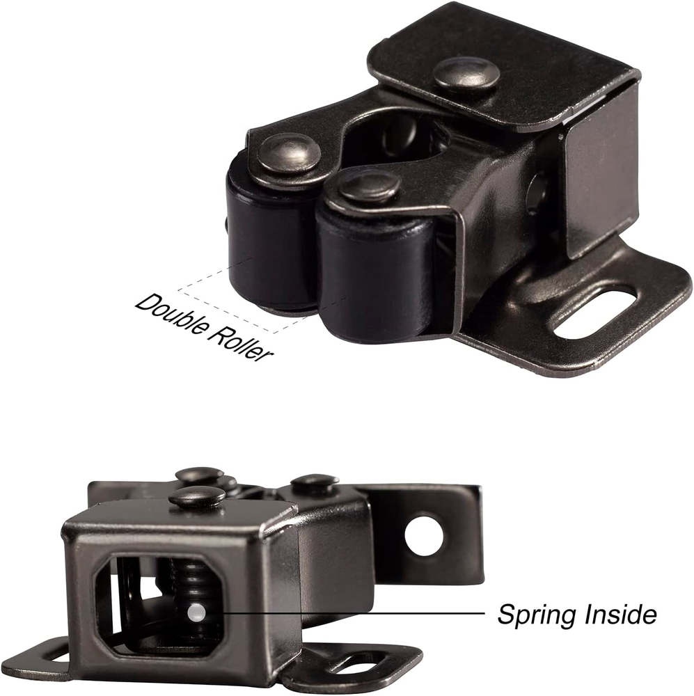 4 PCS Cabinet Latch Double Roller Catch Hardware for Cupboard Closet Kitchen Cab