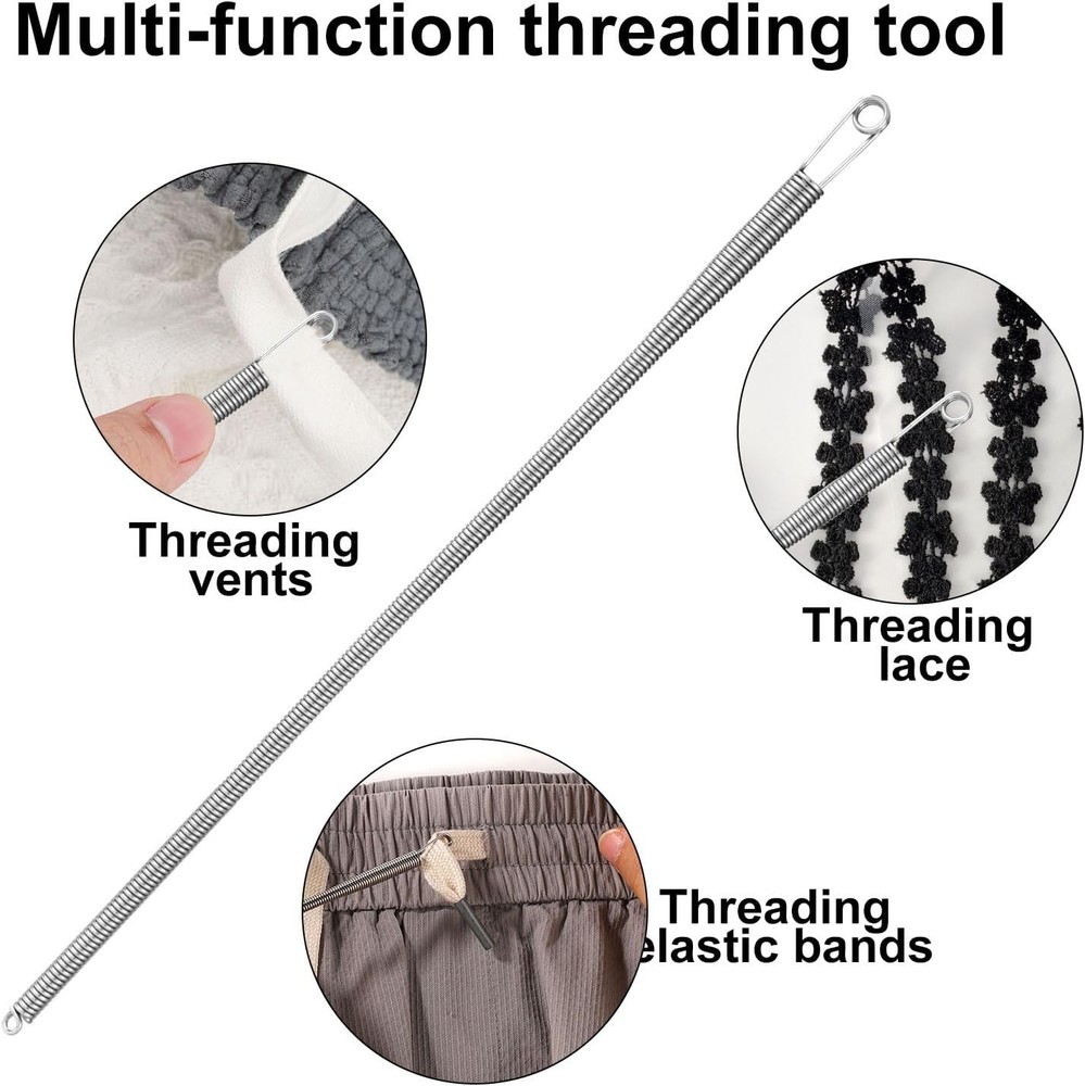 2 Pcs Drawstring Threader Tool Metal Spring Flexible