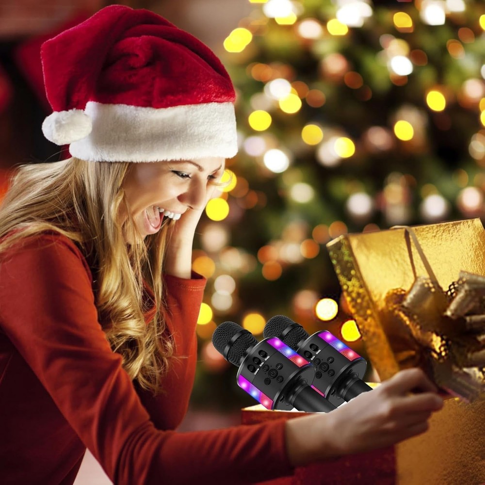 Portable Bluetooth Karaoke Microphone with Disco Lights