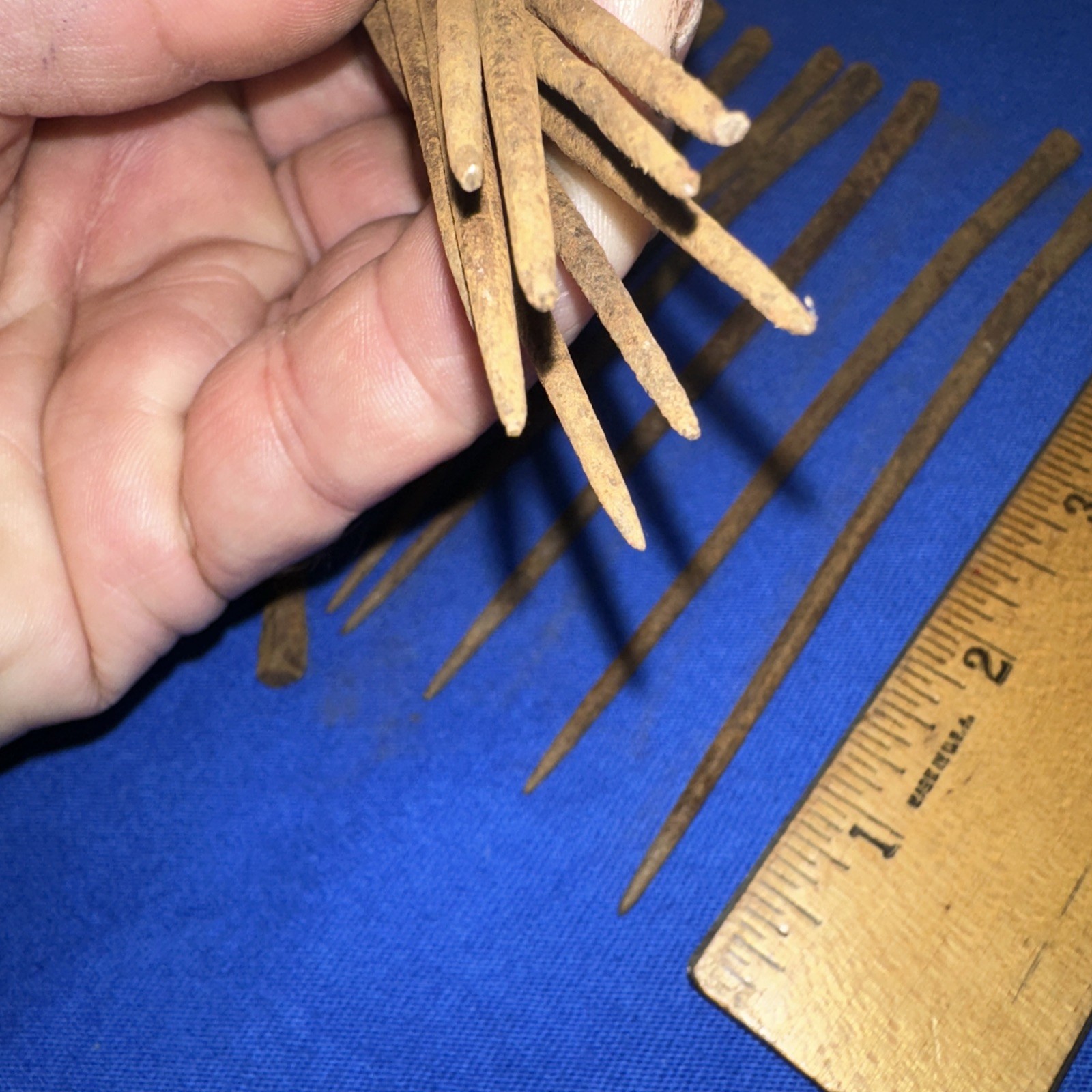 Antique Nails 5 inch Long Unique Shape Reclaimed Hardware Very Old!! 20 Nails