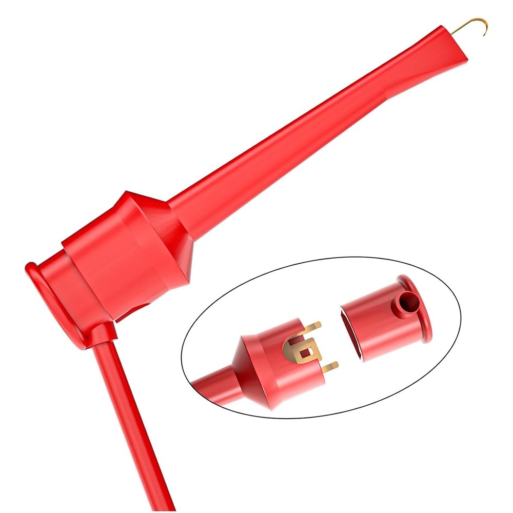 5-Pack 4mm Stackable Leads with Hook Clips – Ideal for Electrical Testing