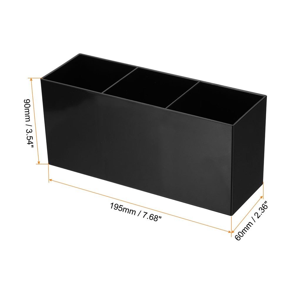 1Pcs 3 Compartments Pen Holder Clear Acrylic