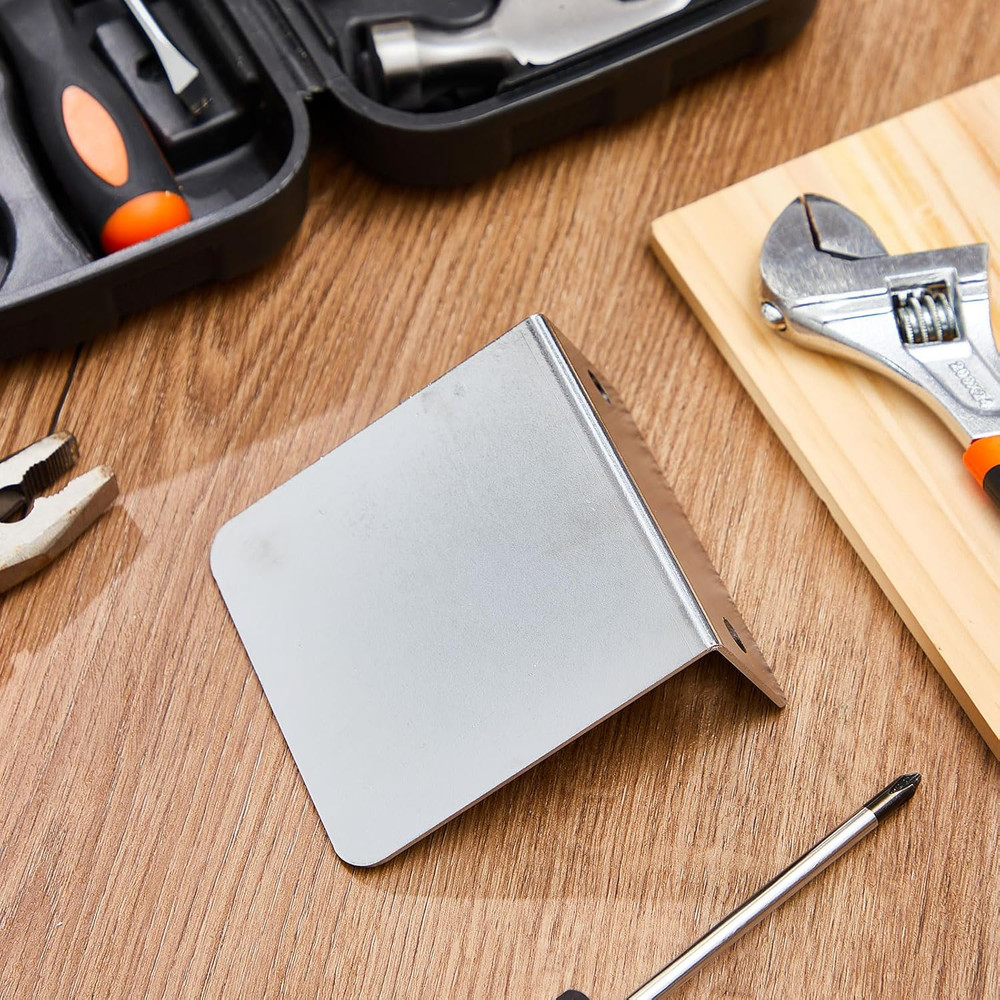 2 Pack Chrome L Bracket Universal 4" X 4" Flat Permit Panel Permit Sticker Holde