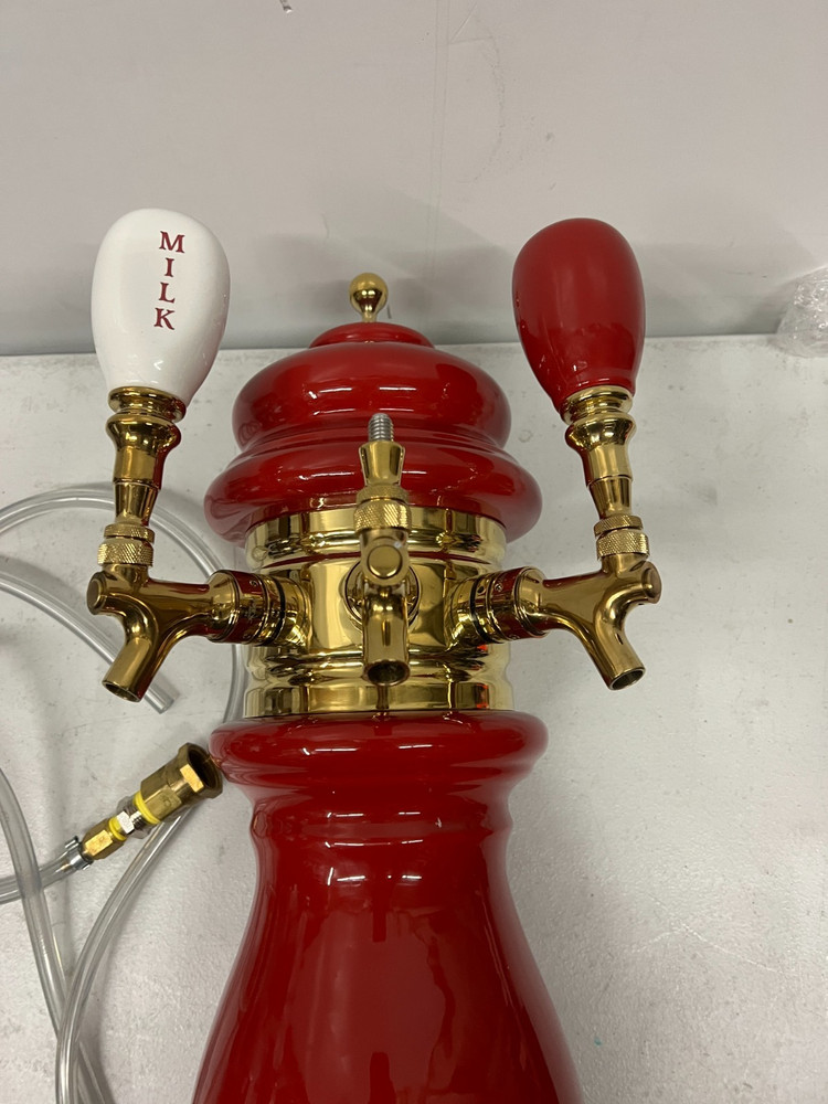 Ceramic Draft Beer Tower - Red - 3 Faucets - Air Cooled