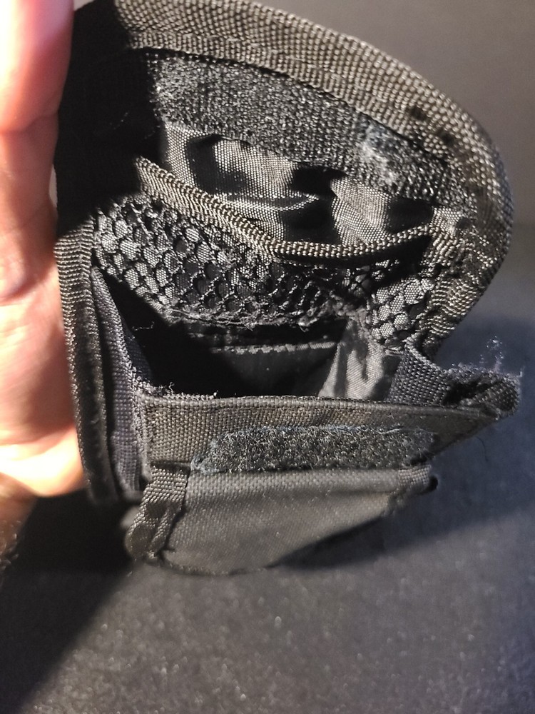 Basic Tactical Black Nylon Pouch 7 X 4. 2 Compartments With Belt Loop 1990s