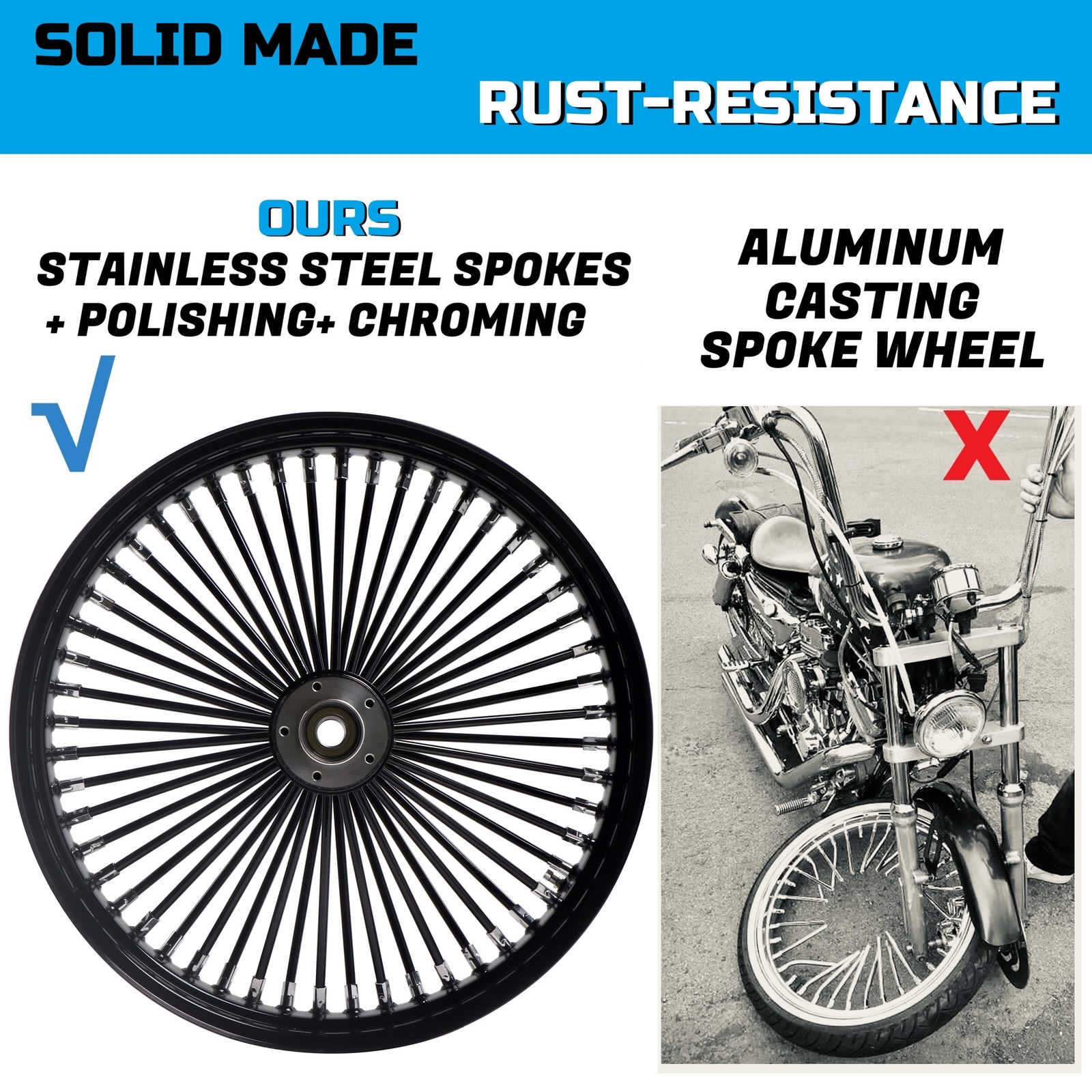 21'' Single Disc Front Wheel for 2008-UP Touring & Softail Models, Black