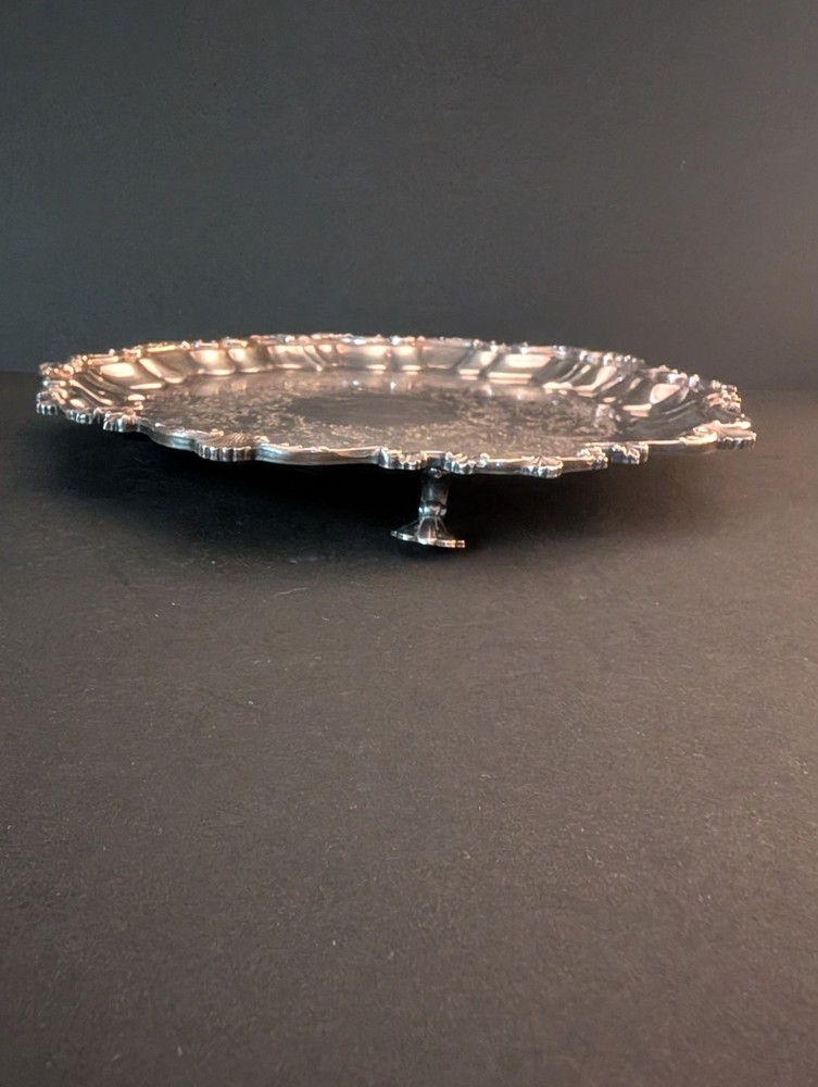 Gorham Silver Plate Round Shell Border Footed Tray 12" Wide