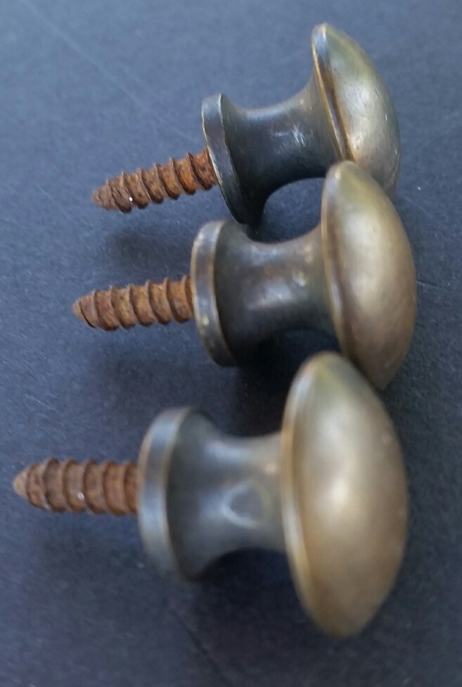 3 Solid Brass Stacking Barrister Bookcase, Hoosier 5/8" Round Knobs Handles #K2
