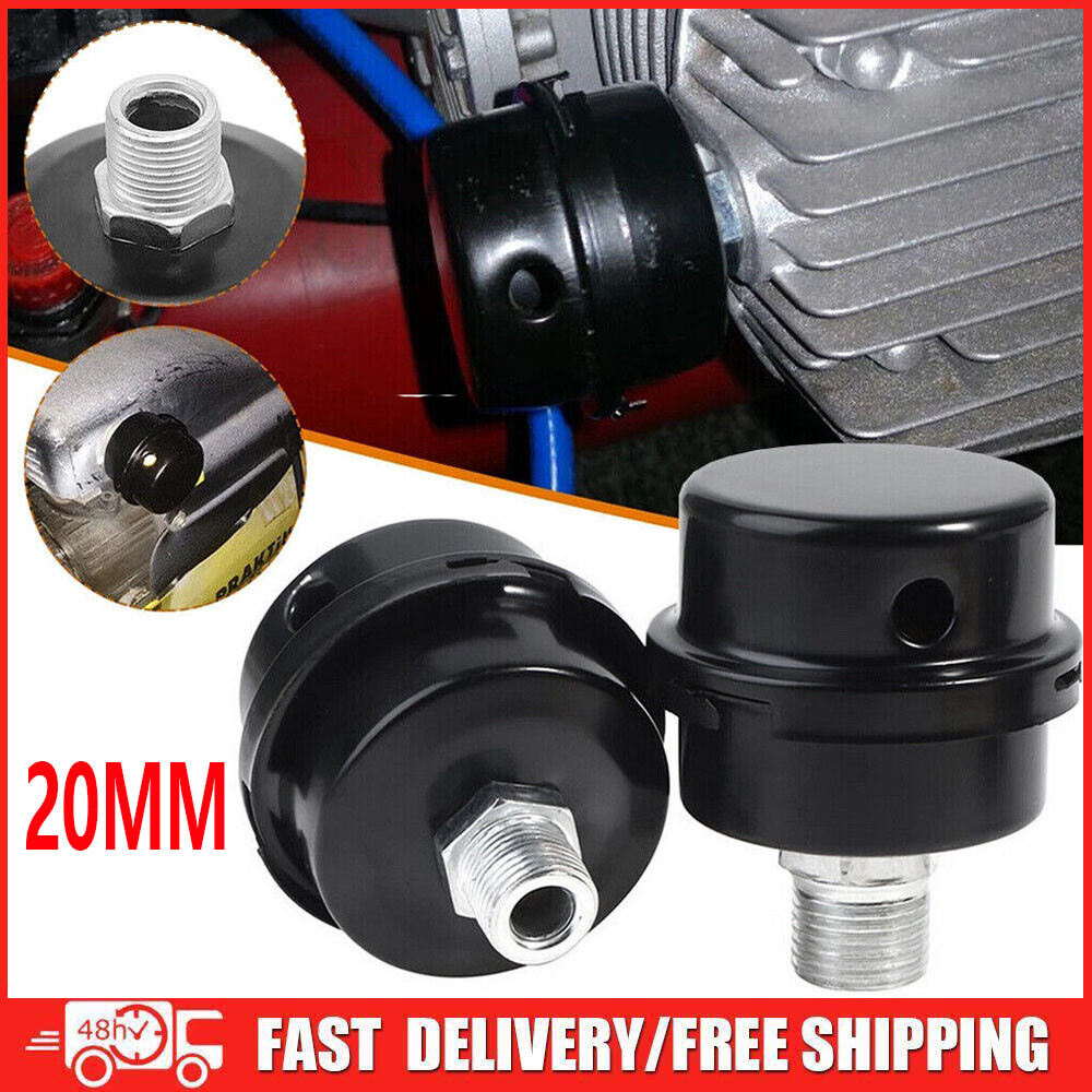 2X 20mm 1/2" Thread Air Compressor Metal Air Compressor Intake Filter Muffler US