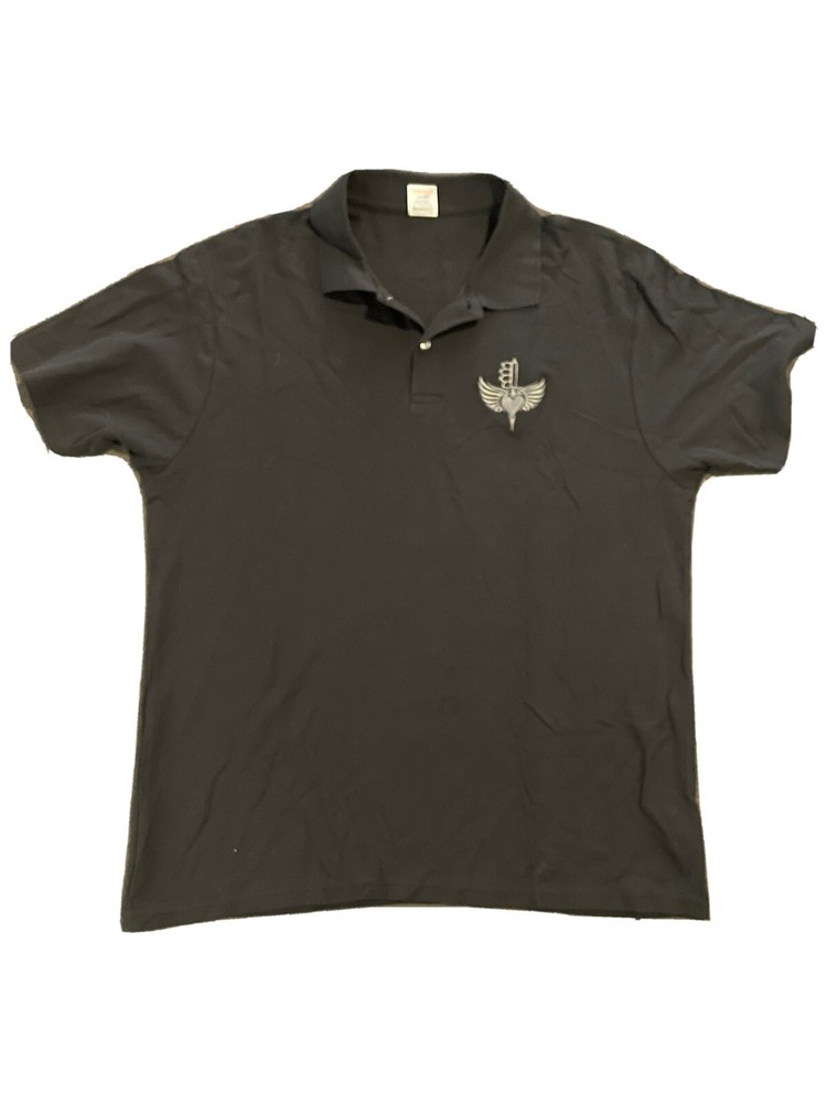 Bon Jovi Tour Crew Swag Polo Shirt Heart And Dagger Size Large.