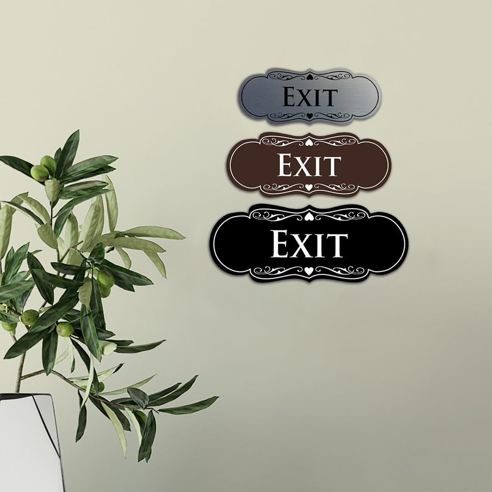 Designer EXIT Sign - Silver - Small (1 Pack) 2" x 5" - Small (1 Pack)