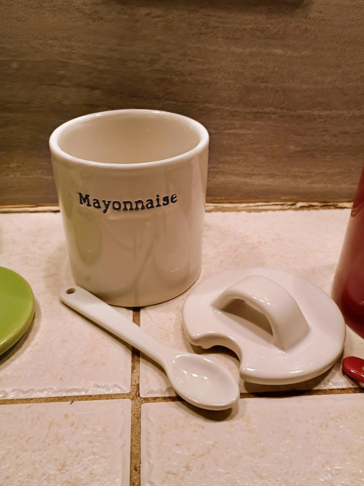 Ceramic Condiment Jars With Spoons