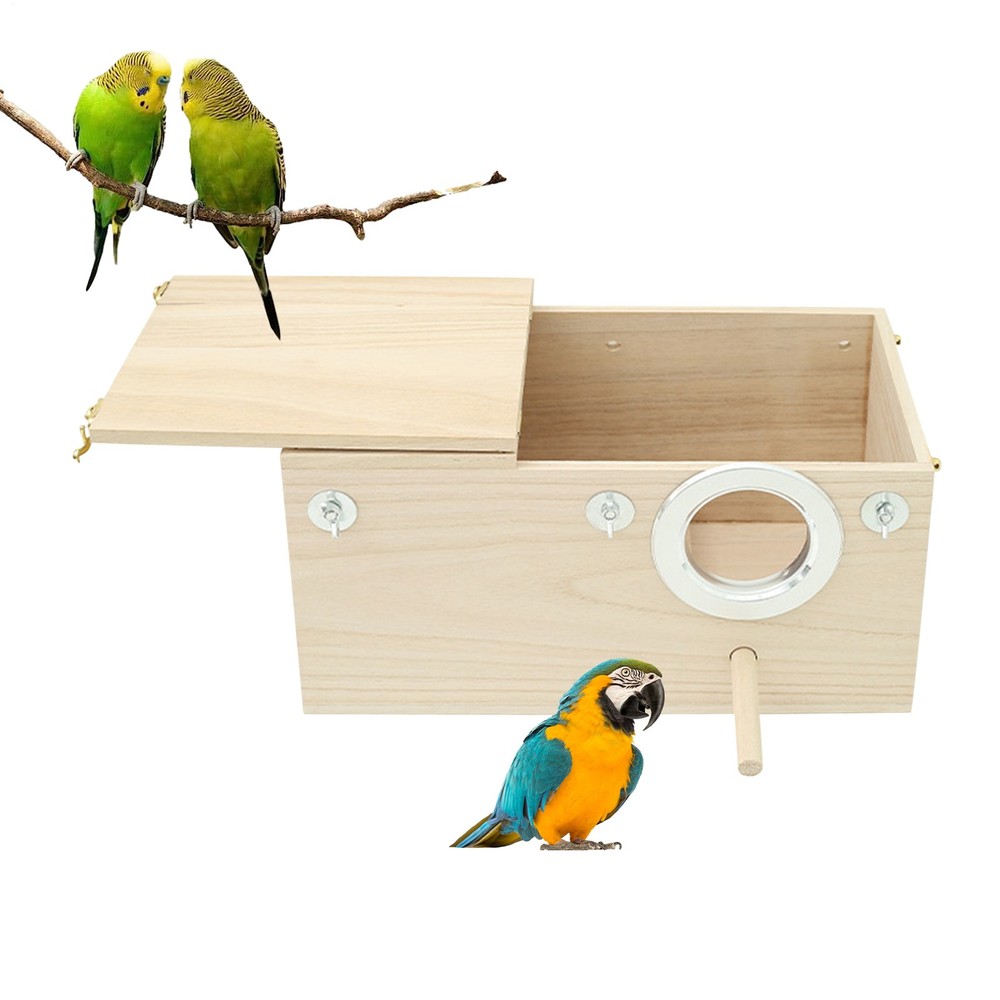 Parakeet Nest Box Wood Parrot Nesting Breeding House Nesting Boxes for practical