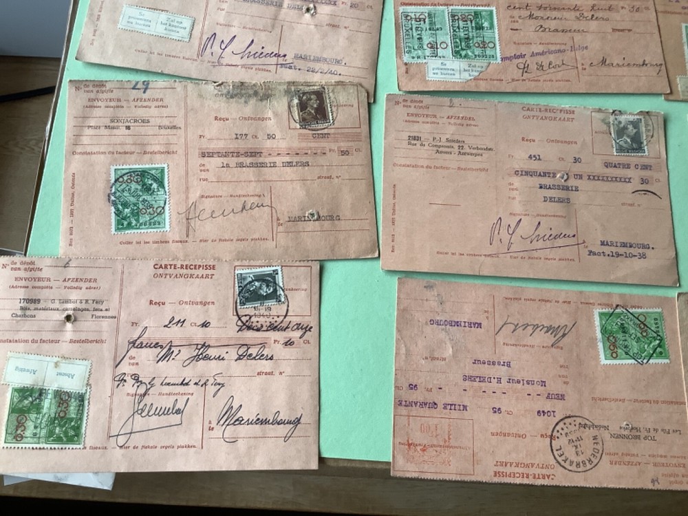 Belgium packet post receipt cards 12 items Ref A1973