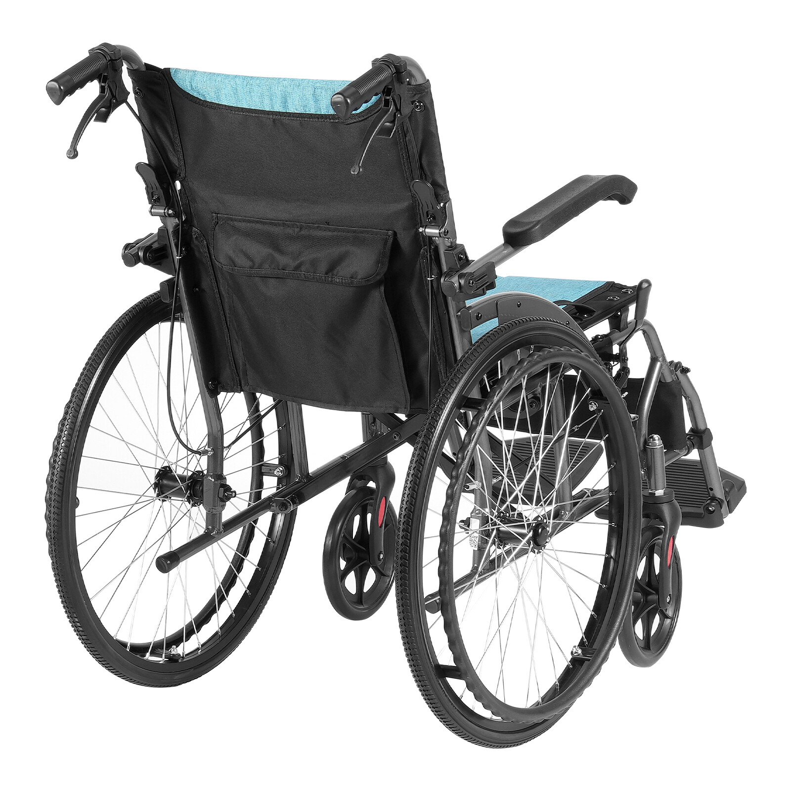 VEVOR Wheelchair Aluminum Alloy Ultra-Lightweight 18-In Wide Seat 250lbs