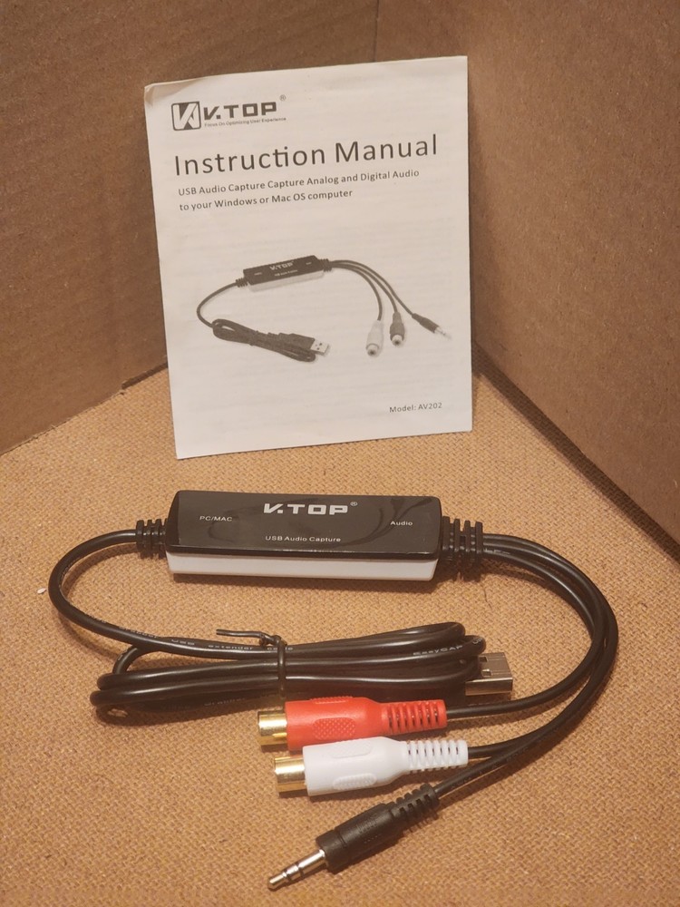V.TOP USB2.0 Analog Audio Capture Card Device Compatible for Windows / Mac AV202