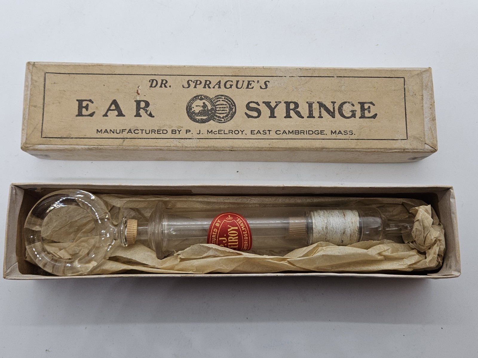 1800's Victorian DR. SPRAGUE'S SYRINGE Hand Blown Glass - P.J. McElroy Cambridge