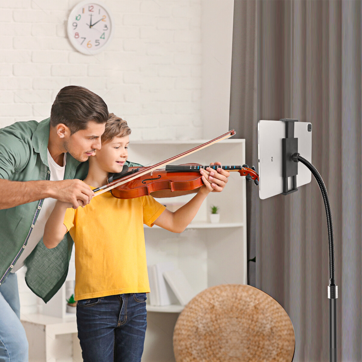 360° Adjustable Height Cell Phone Tablet iPad Gooseneck Holder Mount Floor Stand