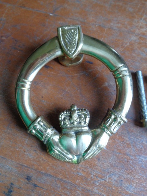 Solid Brass Irish Claddagh Celtic Cross Door Knocker