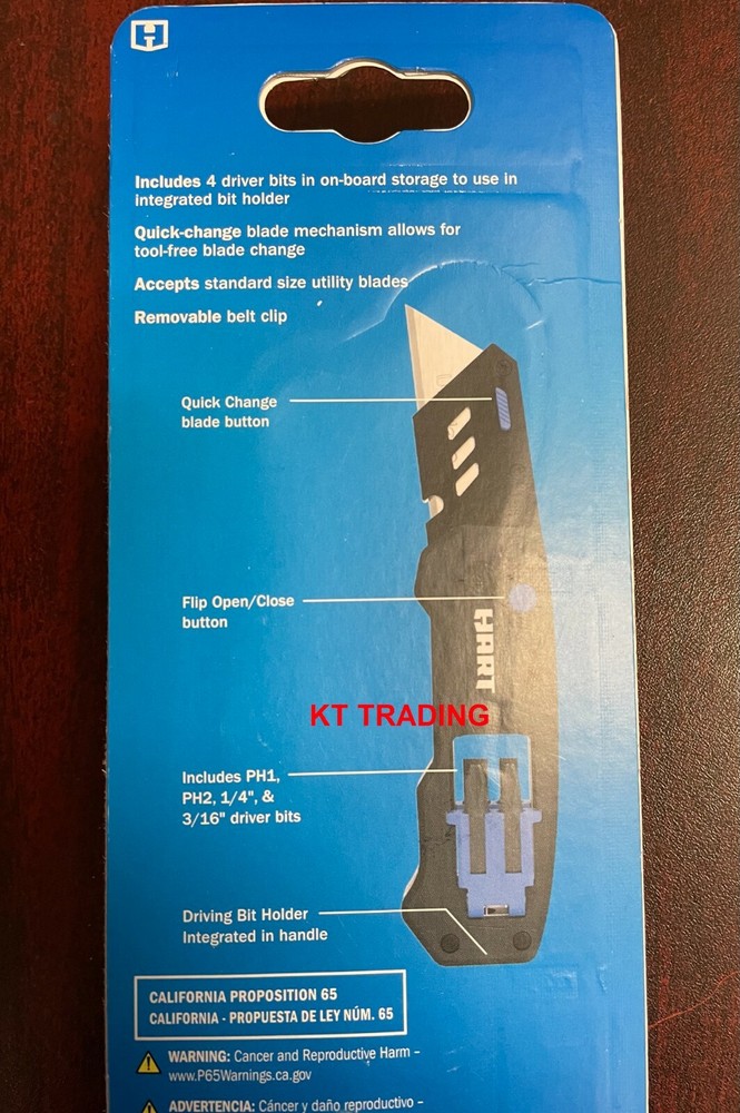 HART Multi-Function Folding Quick-Change UTILITY KNIFE w/ BIT STORAGE & HOLDER