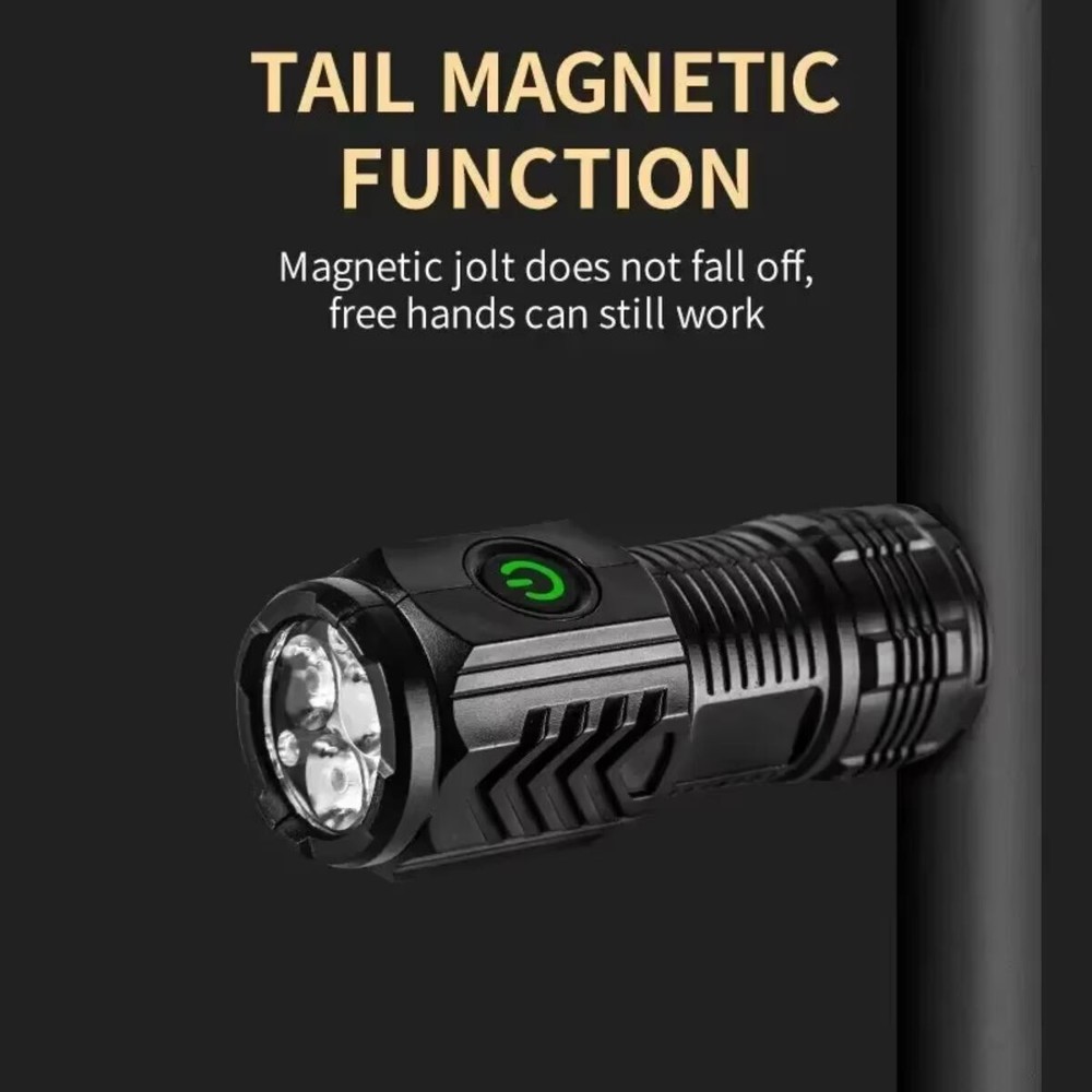 3X Super Bright LED Mini Tactical Flashlight USB Rechargeable Lamp 5 Modes Light