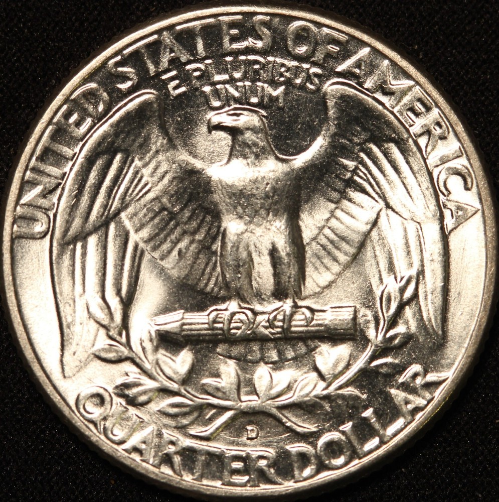 1949 D WASHINGTON QUARTER, BRILLIANT WHITE UNCIRCULATED!