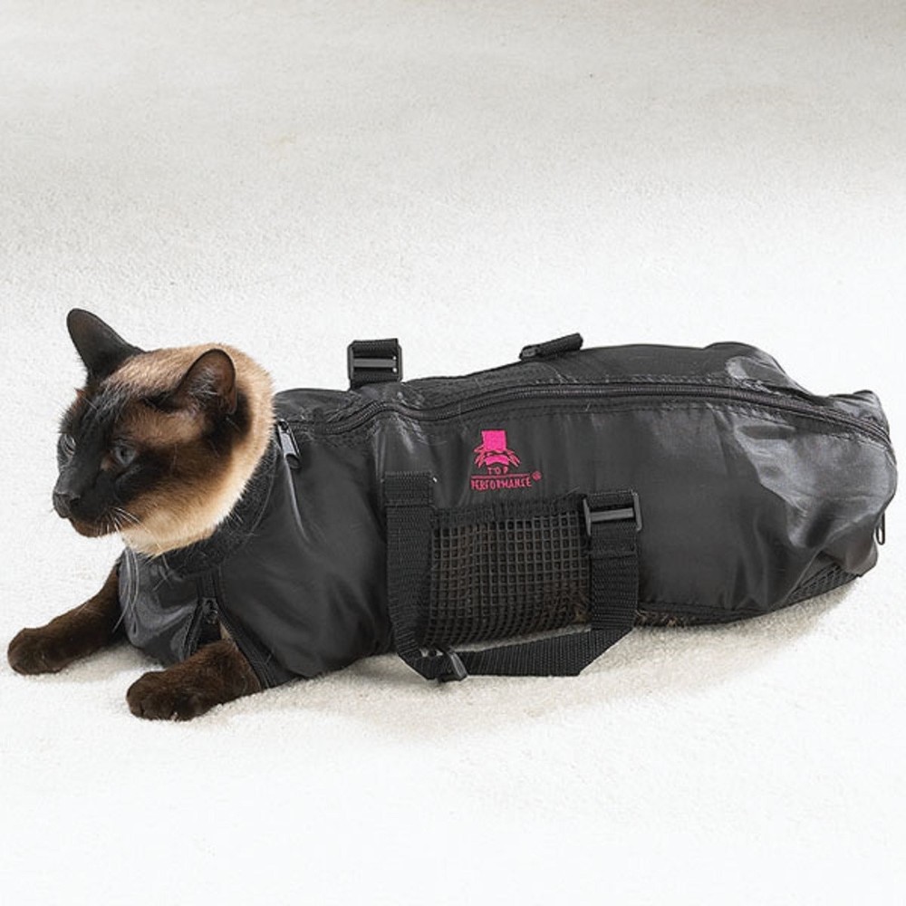 Top Performance Cat Grooming Bag NO BITE SCRATCH Restraint System Bath*LARGE
