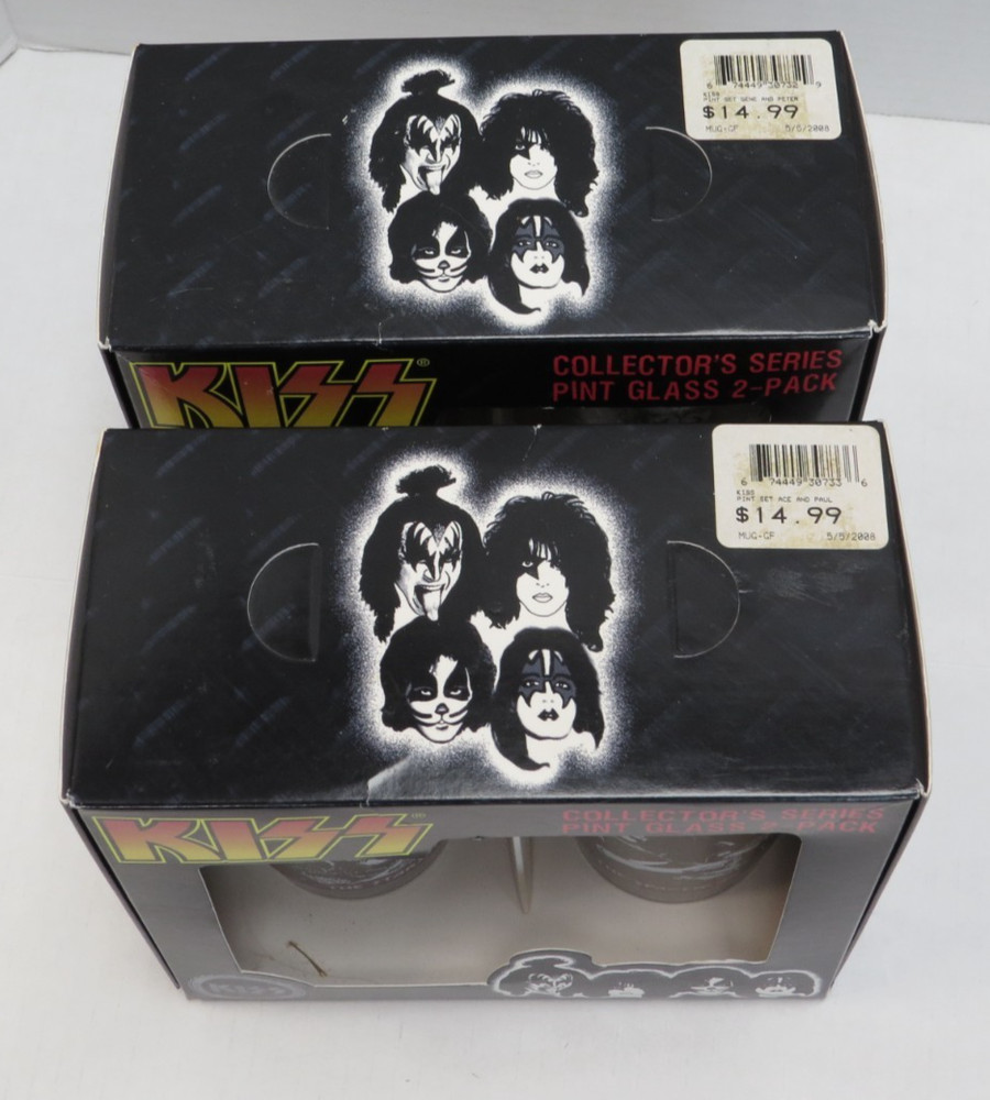 KISS PINT GLASSES LIVE SHOTS SET OF 4 NEW IN 2 BOXES
