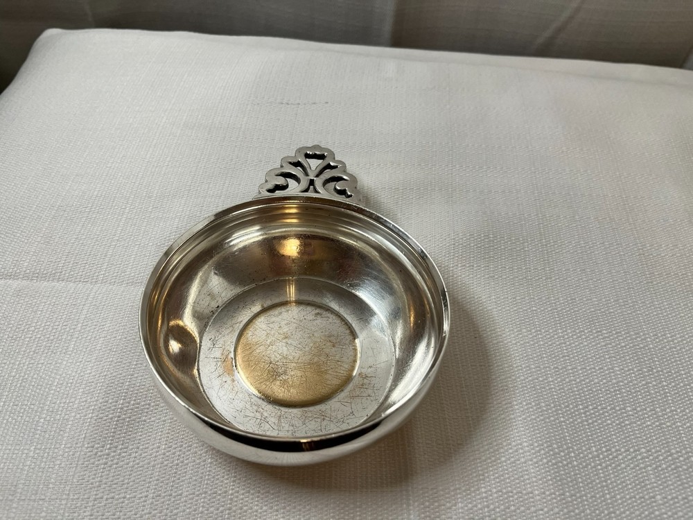 International Silver Co.Vintage Silverplate Porringer Bowl Ornate Handle Rustic