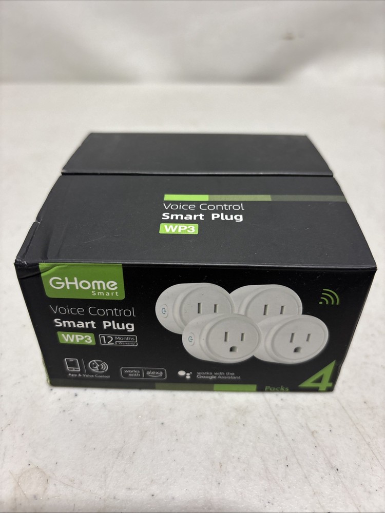 Ghome Smart Voice Control Smart Plug WP3 White 4 Pack