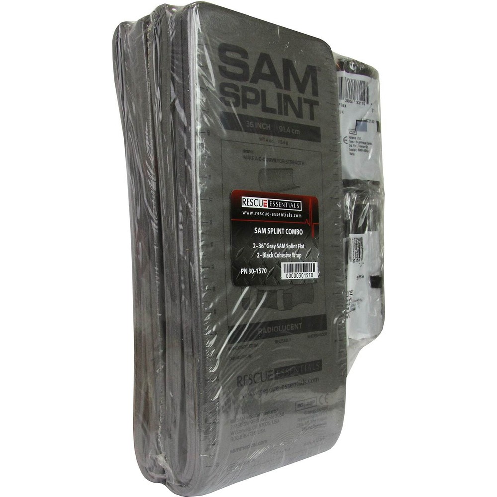 SAM Splint Combo Pack (2 Gray 36" Flat SAM Splints & 2 Black Cohesive Wrap)