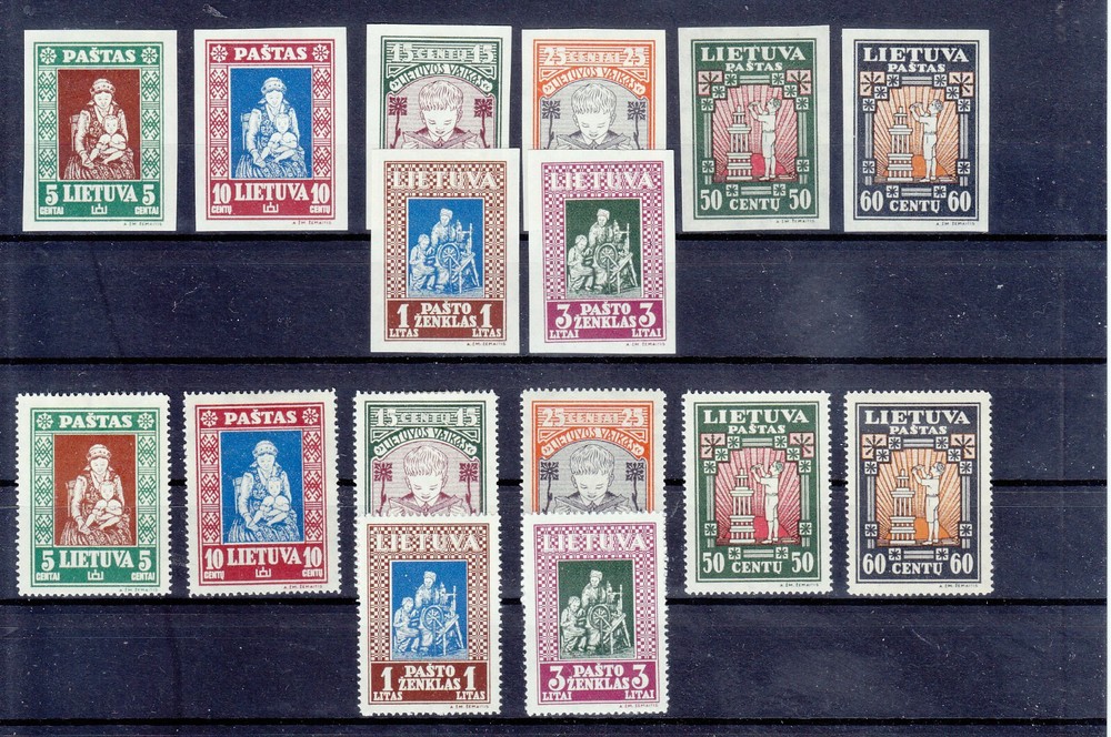 LITHUANIA 1933   Mi 364-371 A & B  TWO COMPLETE SETS   MLH*
